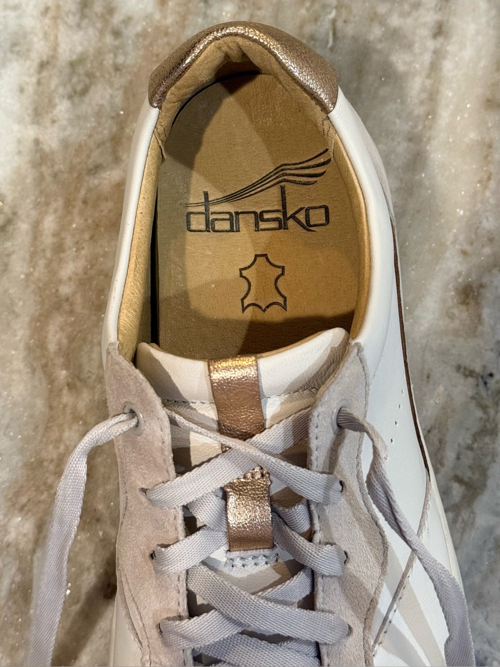 Women’s DANSKO Josey white & rose gold leather sneakers- Size 37 - Picture 7 of 10